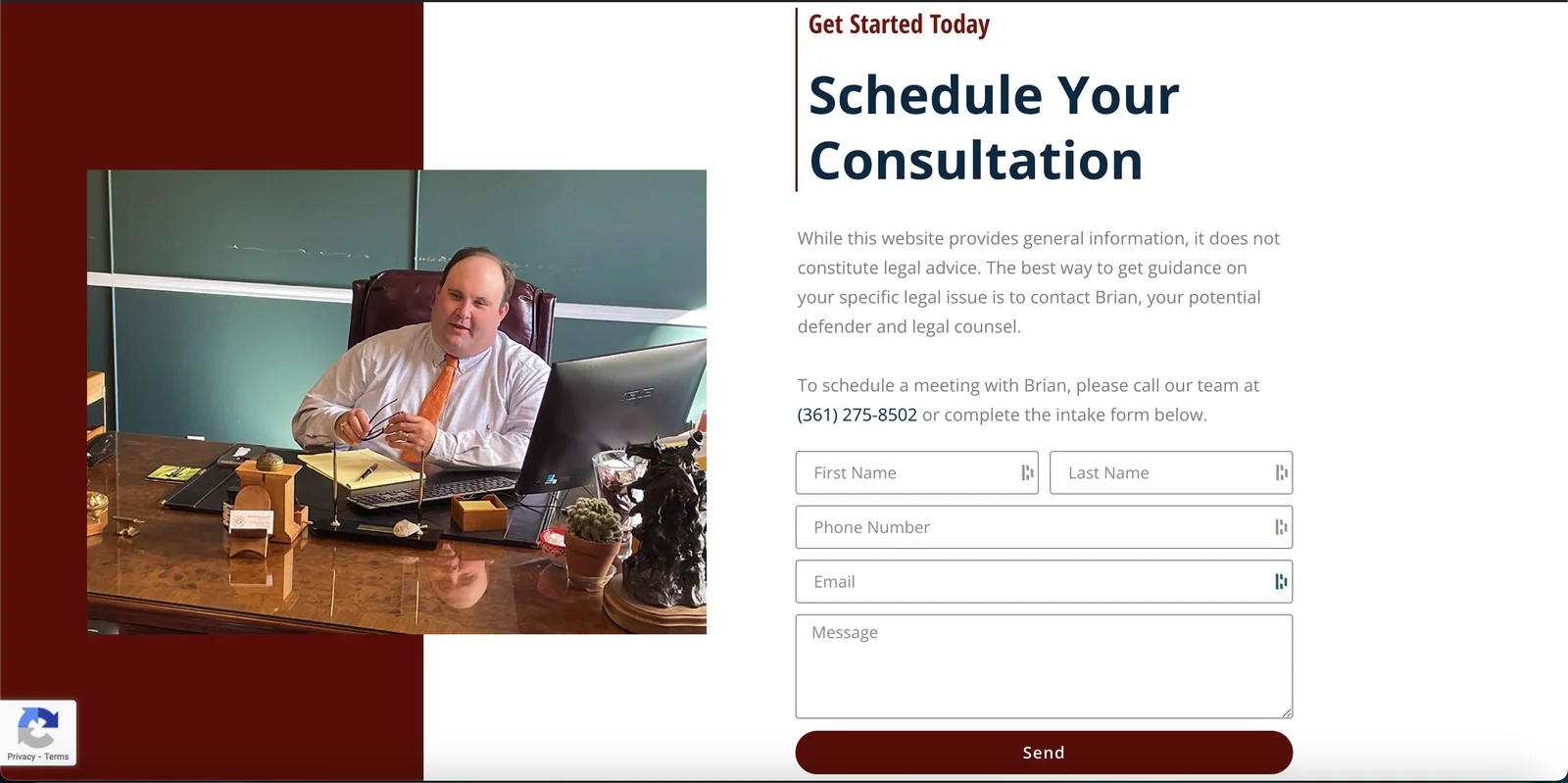 The redesigned consultation scheduling form on the Cromeens law office website